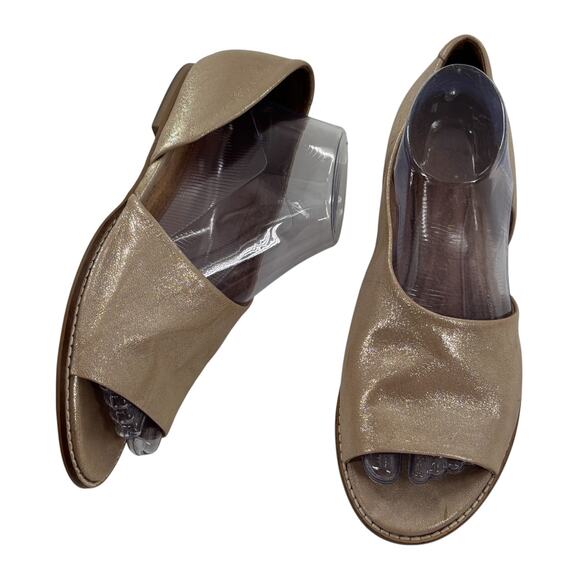 Anthropologie Champagne Gold Souvenier D'Orsay Open Toe Leather Flats - Picture 5 of 11